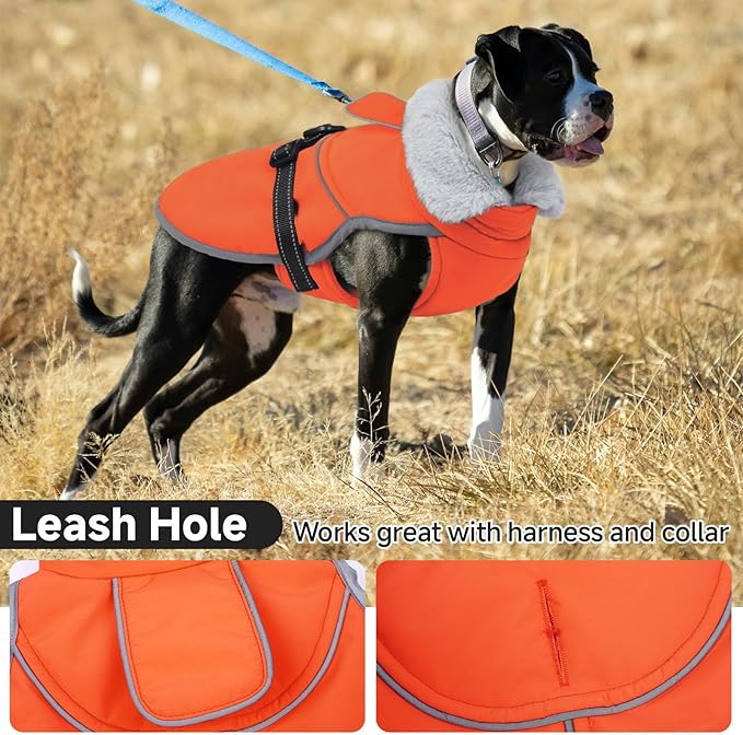 Lelepet Warm Dog Winter Coat Reflective Dog Jacket Fleece Vest Waterproof Windproof Cold Weather Coats with Adjustable Buckle Turtleneck Pet Snowsuit for Small Medium Large Dogs,Boxer,Pitbull,XXL