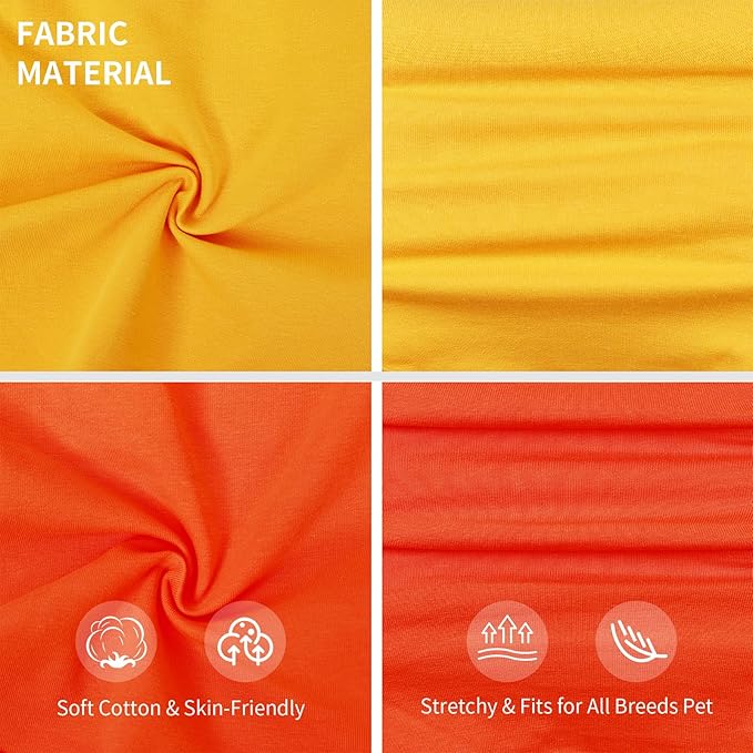 Koneseve Dog Shirts Breathable Cotton Dog Clothes Stretchy T-Shirt for Small Medium Large Dogs Cat Shirt Soft Puppy Outfit Kitten Apparel Pet Pullover Tee Blank Sweatshirt 2-Pack Yellow & Orange L