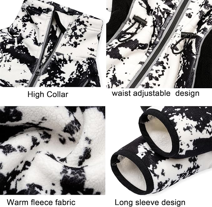 Fleece Dog Coat for Small Medium Dog,Pullover Pajamas Jumpsuit Bodysuit Puppy Coats with Legs, Pet Windproof Warm Cold Weather Jacket Full Body Vest Cozy Snowsuit Outfit Clothes (White, XL)