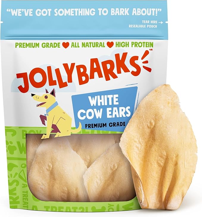 White Cow Ears for Dogs - Cow Ear Dog Treats, Single Ingredient, High Protein, Pig Ear Alternative Dog Treats - Cow Ears for Small and Large Dogs (12 Pack)