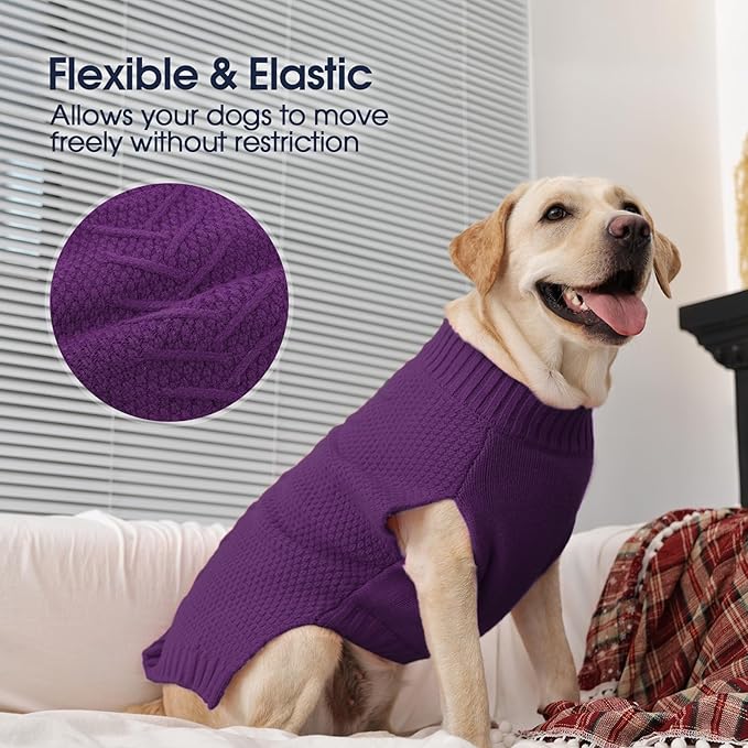 IECOii Great Dane Sweater,5XL Dog Sweater for Extra Large Dogs Breed,XXXXXL Dog Sweaters Christmas Outfit,Thick Warm Dog Winter Sweater for Male Female Dogs,Pullover Big Dog Sweater,Purple-5XL