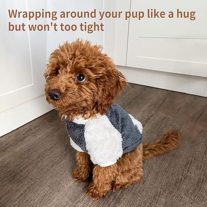 LESYPET Dog Sweater for Small to Medium Dogs, Fleece Lining Puppy Sweatshirt in Winter, Warm Puppy Clothes Pullover Jumper, Grey X-Large