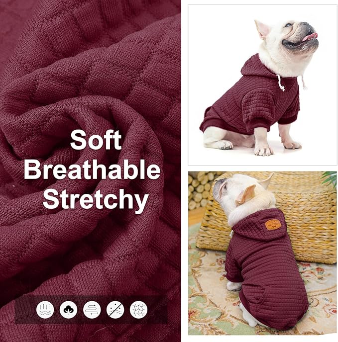 BEAUTYZOO Dog Sweaters for Large Dogs Girls Boys, Warm Winter Dog Hoodie Sweatshirt with Pocket & Leash Hole,Soft Waffle-Like Laminated Cotton Pet Clothes for Big Breeds Indoor Outdoor Cold Weather