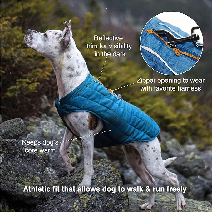 Kurgo Loft Dog Jacket - Reversible Cozy Coat for Outdoor Adventures - Water Resistant - Athletic Fit - Machine Washable Fabric - Reflective Dog Gear - Large - Deep Violet