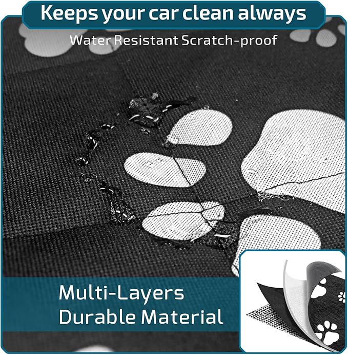 Veckle Cargo Liner, SUV Cargo Cover for Dogs with Side Flaps Hammock Water Resistant Nonslip Dog Seat Cover Area Protector Scratchproof for SUVs Sedans Vans, Paw Print