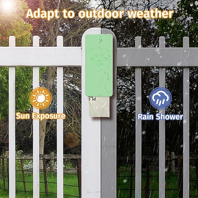 Dog Poop Bag Dispenser, Wall-Mounted Dog Bag dispenser Outdoor or Indoor for Doggy and Pets, Green Poop Holder for Yard and Park, Included 4 Rolls (60 Bags)