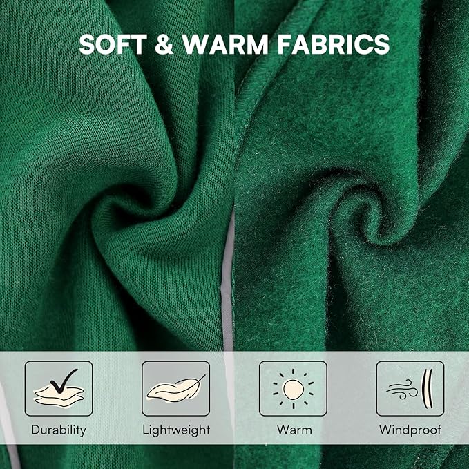 Queenmore XXXL Christmas Dog Sweater, Cozy Fleece Dog Sweatshirt, Warm Winter Fleece Jacket for Small, Medium & Large Dogs with Leash Hole/Reflective Stripes Green