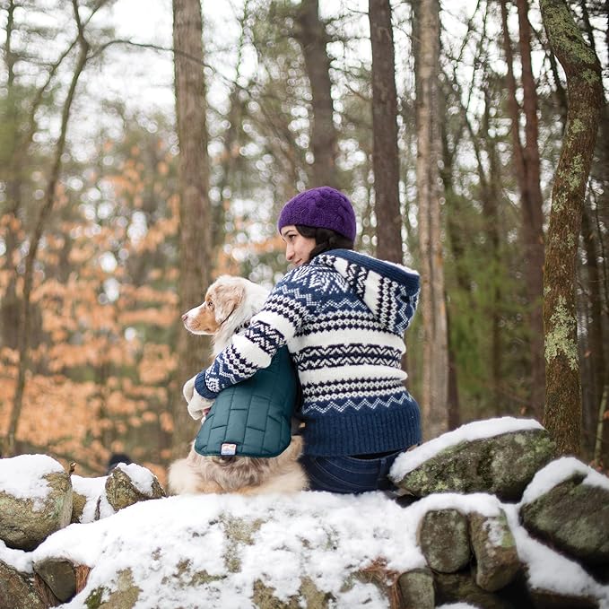 Kurgo Loft Dog Jacket - Reversible Cozy Coat for Outdoor Adventures - Water Resistant - Athletic Fit - Machine Washable Fabric - Reflective Dog Gear - X-Large - Ink Blue