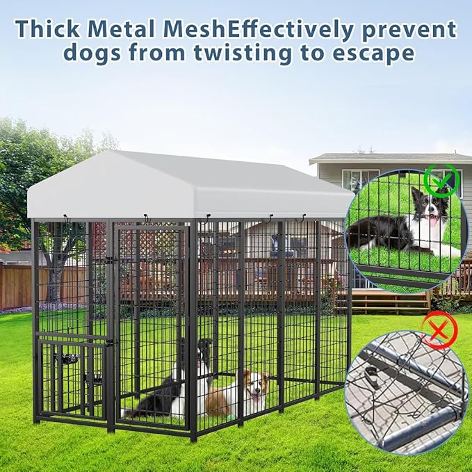 ROOMTEC Large Dog Kennel Outdoor Pet Pens Dogs Run (8 x 4 x5.6-ft)