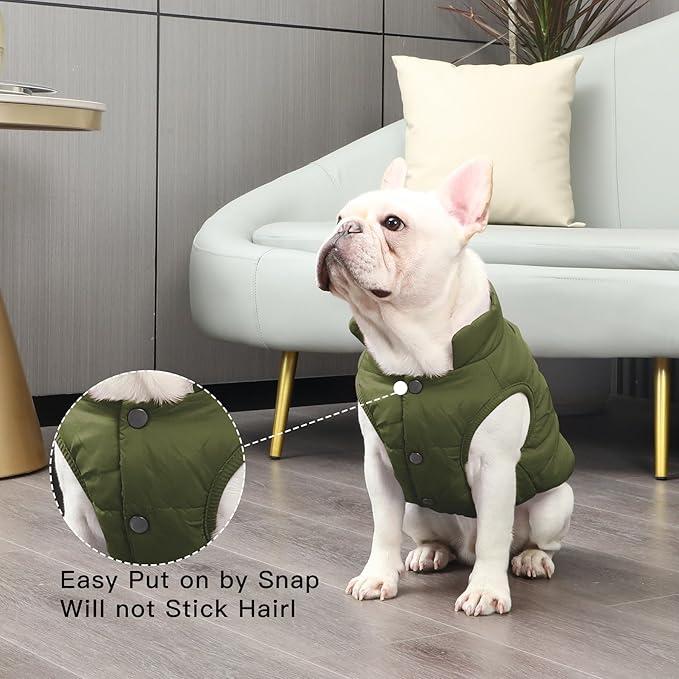 2 Layers Fleece Lined Warm Dog Jacket for Winter Cold Weather,Soft Windproof Large Dog Coat,Green XXXL