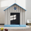 Dog House for Outdoor & Indoor Use with Window, Waterproof Ventilated Kennel with Elevated Floor, Easy to Clean Shelter for Small Medium Large Dogs (Blue, 37.2" L x 40" W x 40" H)