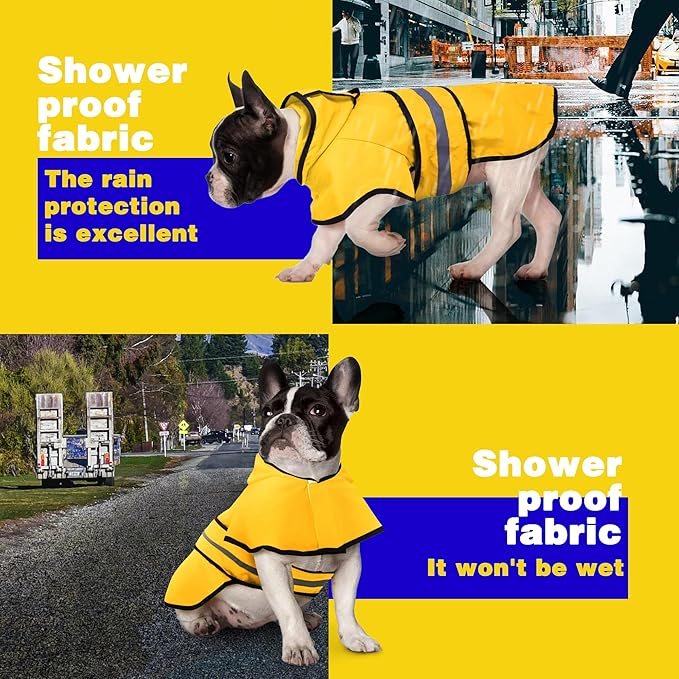 Paiaite Dog Raincoat: Hooded Slicker Poncho, Durable Waterproof Jacket with Reflective Stripes, Convenient Leash Hole, and Adjustable Fit, Perfect for Small, Medium, and Large Dogs Yellow 3XL