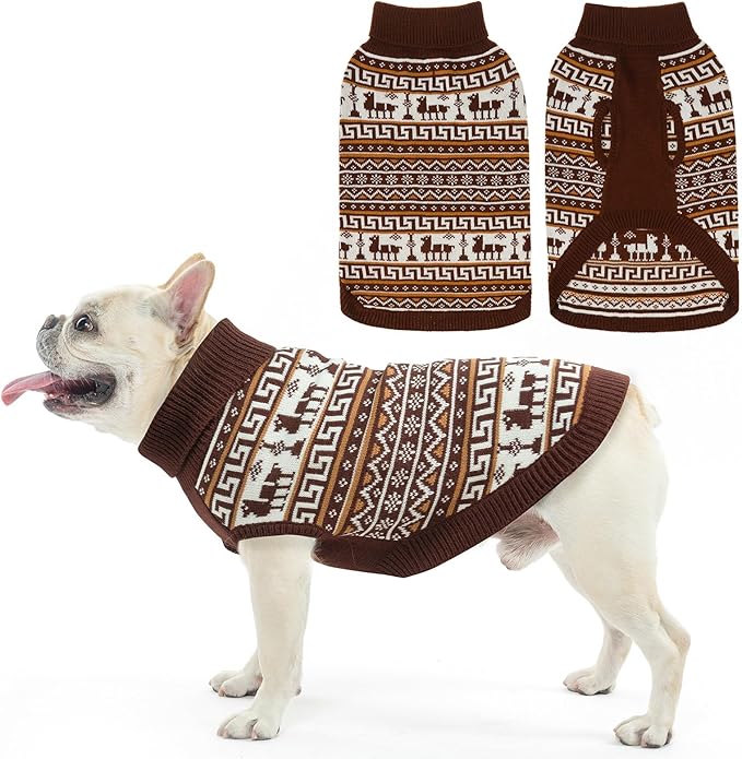 SCENEREAL Turtleneck Dog Sweater for Small Medium Large Dogs Girls Boys, Knit Pet Pullover Puppy Clothes Cold Weather Coats, Holiday Outfits Sweatshirt for Christmas, Khaki SM