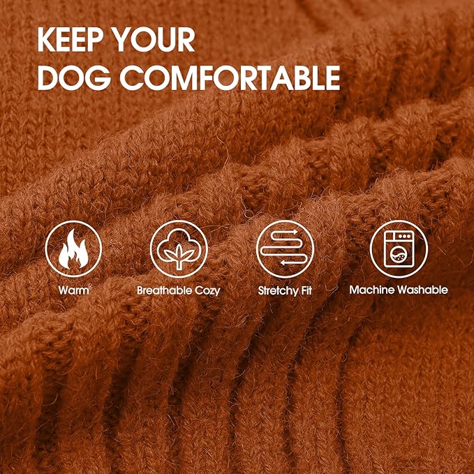 IECOii XXXL Dog Sweater,Warm Dog Sweaters for Extra Large Dogs Girl Boy,Stretchy & Cozy,Turtleneck Knitted Pullover for Pet Wear On Holiday,Easy On Doggy Sweatshirt for Labrador (Caramel,XXXL)