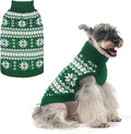 KOOLTAIL Cable Knit Dog Sweater Turtleneck, Cold Weather Pullover Classic Knitwear, Snowflake Pattern Thick Warm Winter Pet Clothes, Dog Christmas Sweater for Small Medium Large Dogs Cats, Green M
