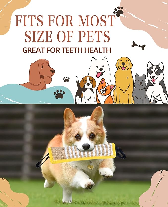 Clysoru Tug Toy for Dogs Squeaky Toy with 2 Strong Handles Lasting Training Equipment Puppy to Large Dog Interactive Toys of War Pull Indestructible Rope Pet Crinkle Teething (Yellow)
