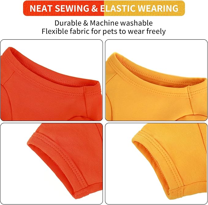 Koneseve Dog Shirts Breathable Cotton Dog Clothes Stretchy T-Shirt for Small Medium Large Dogs Cat Shirt Soft Puppy Outfit Kitten Apparel Pet Pullover Tee Blank Sweatshirt 2-Pack Yellow & Orange XS