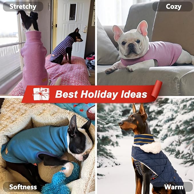 KYEESE 2Pack Dog Sweater Soft Dog Sweatshirt Pullover Pet Sweaters for Medium Dogs Male Warm Pet Coats Stretchy Dachshund Clothes Turtleneck Dogs Clothes