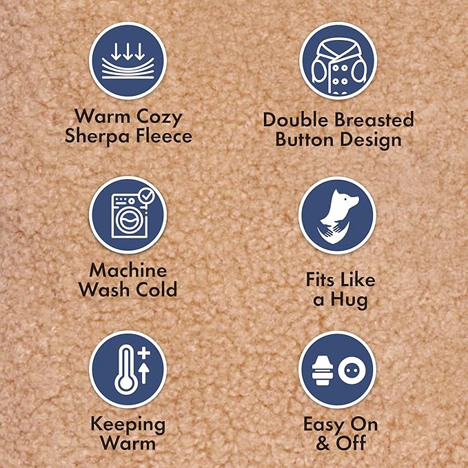 Spark Paws Teddy Dog Sweater, Sherpa Vest with Warm Fleece Lining, Winter Coat Suitable for Small Medium Large XL XXL Breeds - Brown - XL