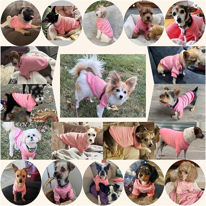 Jecikelon Dog Clothes Dogs Sweater Soft Puppies Clothing Winter Puppy Sweaters Warm Outfit for Dogs Small XXS XS Cat Apparel (Pink, S)