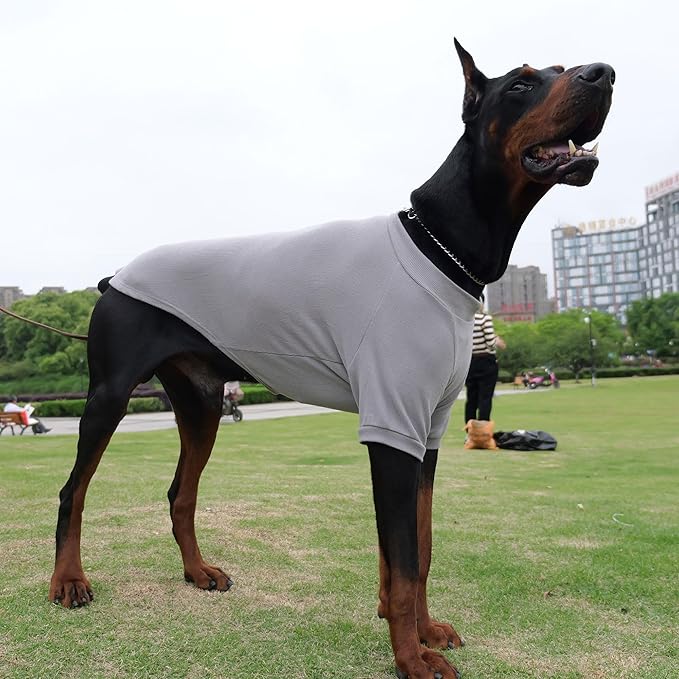 Lovelonglong Ribbed Dog T-Shirt Cotton Knitted Dog Sweaters for All Season Pet T-Shirts for Large Medium Small Dogs Dark Gray L