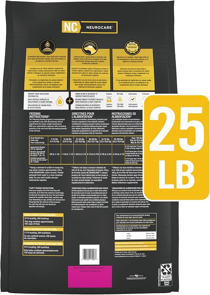 Pro Plan Veterinary Diets Purina NC NeuroCare Canine Formula High Protein Dog Food - 25 lb. Bag