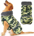 Dogcheer Warm Dog Coat, Waterproof Dog Jacket Reflective Adjustable Puppy Winter Coat with Buckle, Christmas Pet Snow Jacket Turtleneck Fleece Sweater for Small Medium Large Dogs- Camo Green, XL