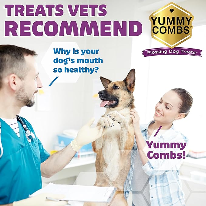 Yummy Combs Dog Dental Treats – Vet VOHC Approved – Delicious Chicken Protein – Removes Tartar with Cleaning Comb Shape – Dental Dog Treats for Large Dogs (12oz, 9 Count)