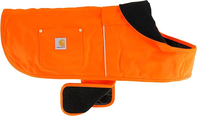 Carhartt Firm Duck Dog Chore Coat, Insulated Weather Resistant Jacket for Cold and Windy Conditions, Hunter Orange, Large