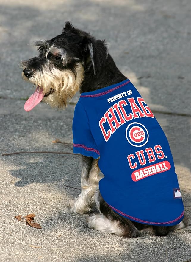 MLB Chicago Cubs Dog T-Shirt, Small. - Licensed Shirt for Pets Team Colored with Team Logos. - Premium Stretchable Materials for The Comfort of Your Dog & cat.
