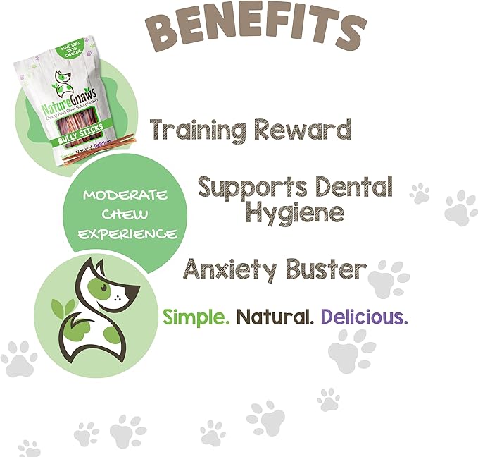 Nature Gnaws Super Skinny Bully Sticks for Small Dogs 5-6" (40 Count) - Long Lasting for Light Chewers and Puppies - Extra Thin Natural Beef Dog Chew Treats