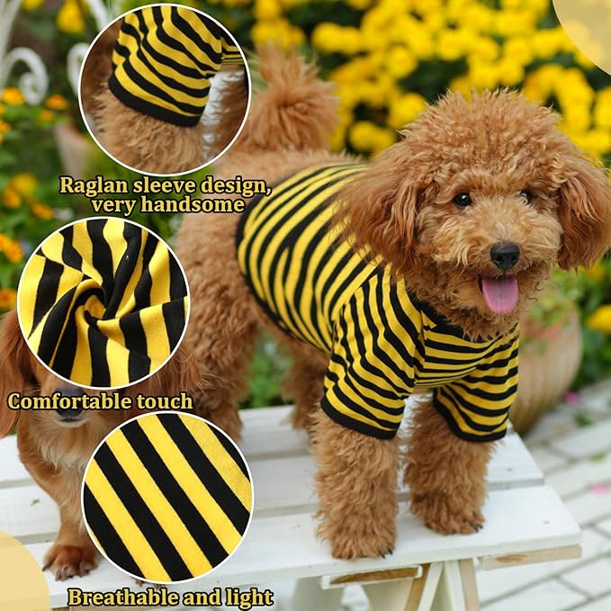 Geyoga 6 Pieces Dog Striped T-Shirt Cotton Breathable Pet Apparel Colorful Puppy Sweatshirt Clothes for Small to Medium Dogs Puppy (Dark Color,L)