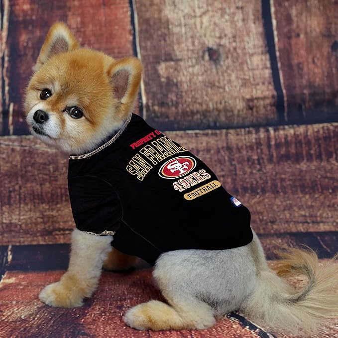 NFL San Francisco 49ers Dog T-shirt X-Small. - Licensed Shirt for Pets Team Colored with Team Logos- Premium Stretchable Materials for the comfort of your Dog & Cat