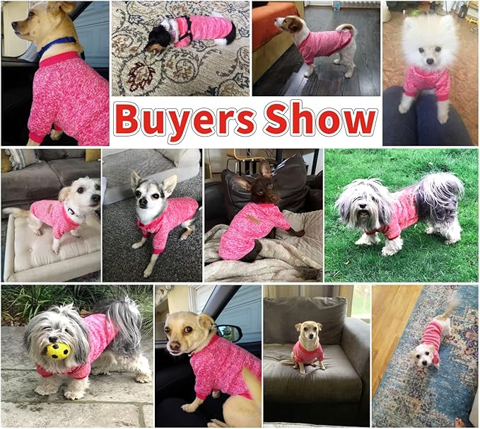 Idepet Pet Dog Classic Knitwear Sweater,Fleece Coat for Small,Medium Dog,Warm Pet Dog Cat Clothes,Soft Puppy Customes (XS, Rosered)