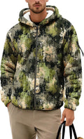 Men's Camouflage Hunting Fleece Lined Hoodie Camo Jackets Zip Up Long Sleeve Casual Winter Coats Hood Outerwear