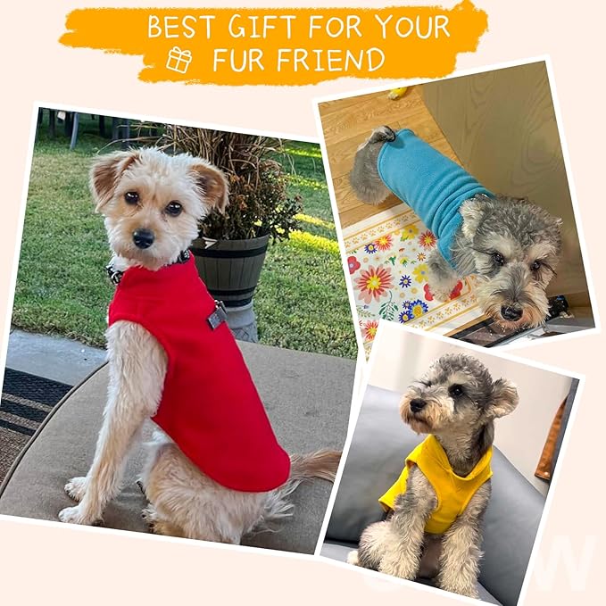 BEAUTYZOO Dog Fleece Vest Sweater Winter Jacket for Small and Medium Dogs with D-Ring Leash Cold Weather Coat Hoodie for XS S M Dogs Boy or Girls, Blue L