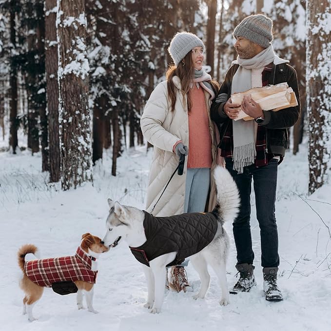 Kuoser Warm Dog Coat, Waterproof Dog Coats for X-Small Dogs, Adjustable Durable Doggie Winter Jacket Reversible Cozy Puppy Cold Weather Apparel from Small to Large Breed, Red XS