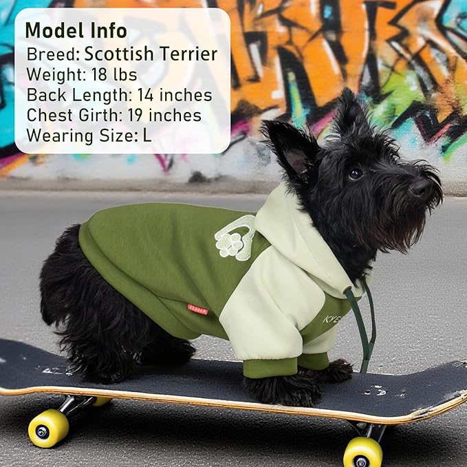 KYEESE Dog Hoodie Stretchy Dog Clothes Medium Size Dog Pets Coat with Drawstring Warm Pets Sweater Soft Dogs Winter Coat Pet Clothes with Leash Hole Comfort Pet Sweatshirt for Cold Weather