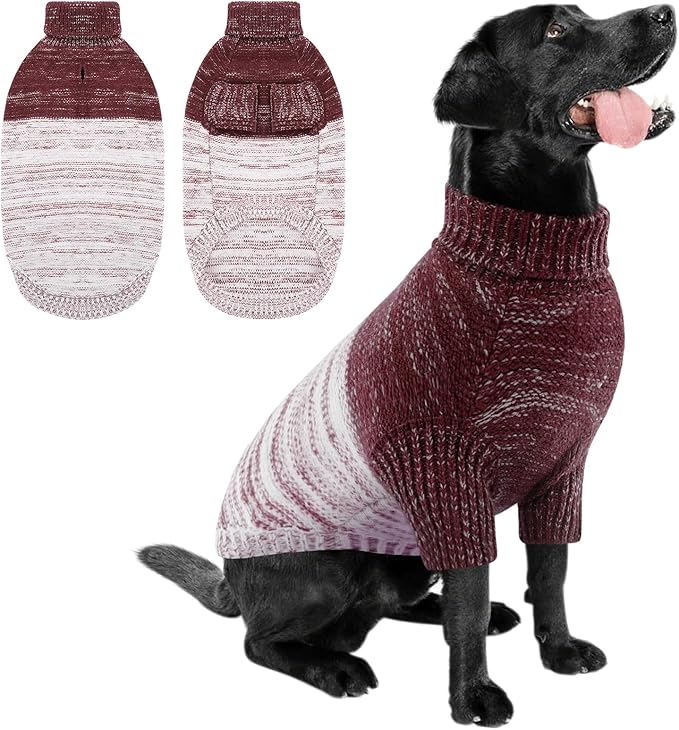 Queenmore Pullover XL Dog Sweater,Classic Turtleneck Warm Pet Sweater with Leash Hole for Dog Girls Boys,Winter Knitwear Clothes for Dachshund,Corgi,French Bulldog(Purple,XL)