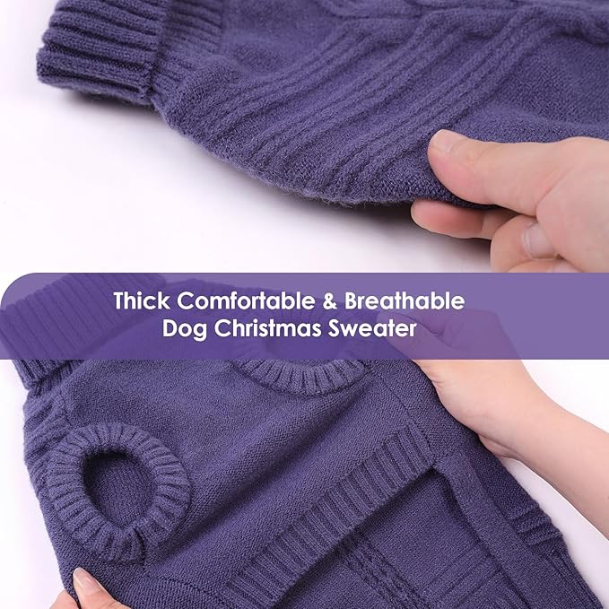 Dog Sweaters for Large Dogs Male Female Pet Knitwear Classic Puppy Warm Pullover Turtleneck Cold Weather Clothes for French Bulldog(GrayishBlue, L)