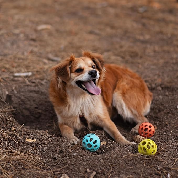Messy Mutts Totally Pooched Huff'n Puff Ball | 3.1” TPR Puzzle Ball for Dogs | 2-in-1 Durable Interactive Toy and Tooth Cleaner | Green