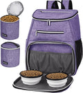 BAGLHER丨Dog Travel Bag Backpack, Airline Approved Pet Supplies Backpack, Dog Travel Backpack with 2 Silicone Collapsible Bowls and 2 Food Baskets Purple