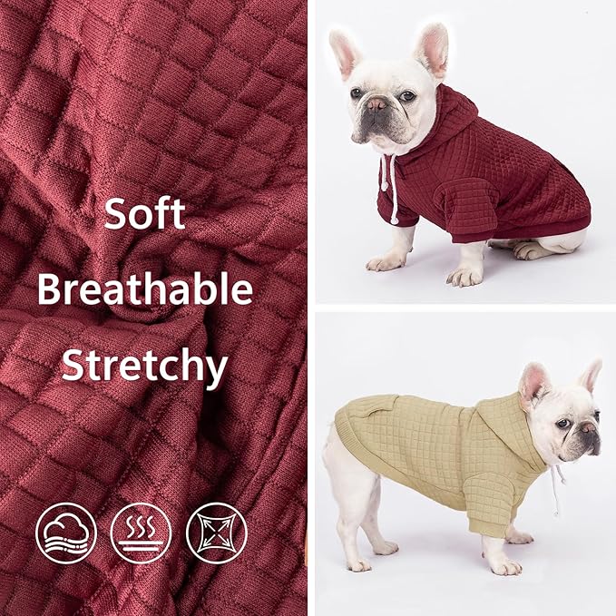 2 Pack Dog Hoodie Sweaters for Small Medium Dogs Warm Dog Clothes for Large Dogs Soft Waffle-Like Laminated Sweatshirt Bulldog