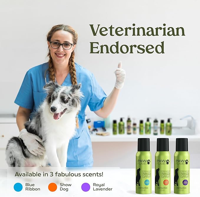 PAWFUME Dog Detangler Grooming Spray, Royal Lavender, 4-Pack – Keeps Pups Fresh All Day – Hypoallergenic, Alcohol-Free, Detangling & Moisturizing – Salon-Quality Dog Necessities for Coat & Fur Care