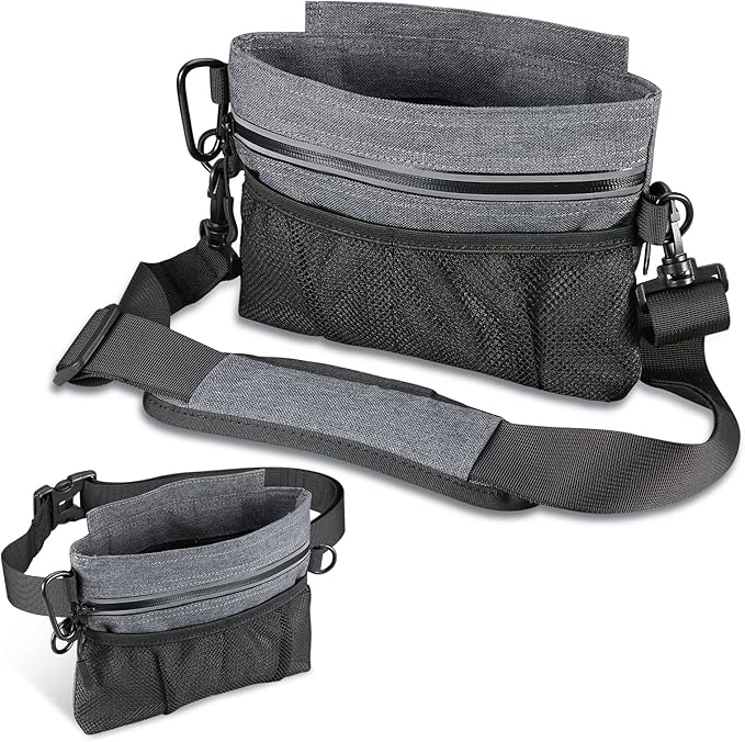 Dog Treat Training Pouch, Portable Dog Treat Bag for Pets, Removable Inner Pocket, Built-in Poop Bag Dispenser