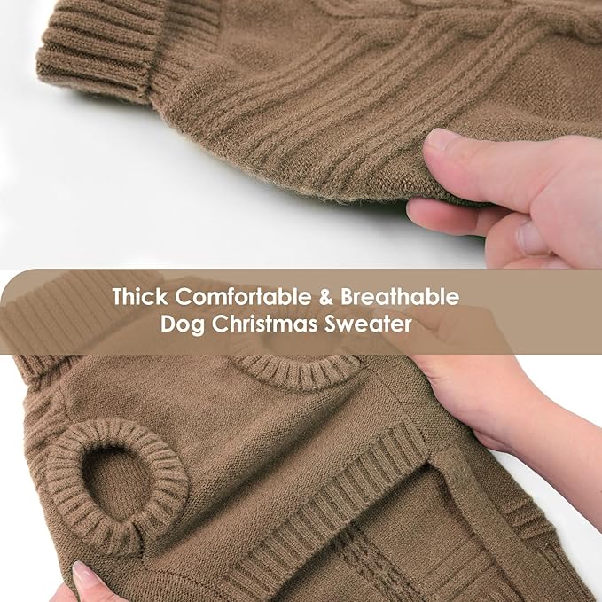 Dog Sweaters for Large Dogs Male Female Pet Knitwear Classic Puppy Warm Pullover Turtleneck Cold Weather Clothes for Pitbull(Brown, XL)