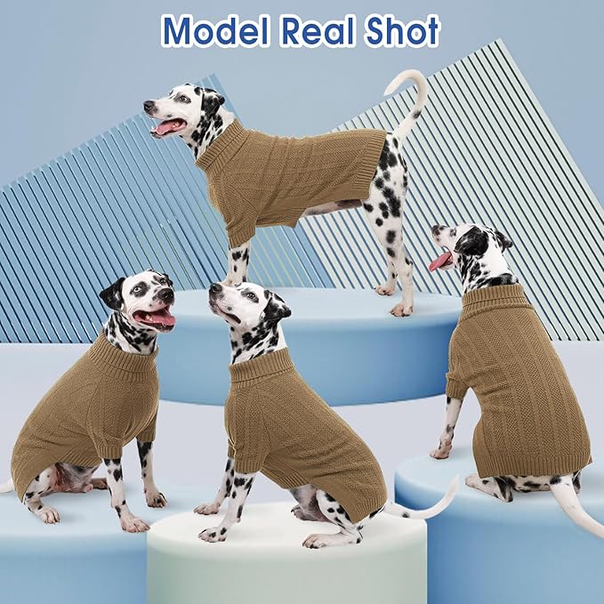 Queenmore XSmall Dog Sweater,Small Sweater for Dog,Soft Knitted Dogs Sweater Christmas Clothing,Turtleneck Pullover Puppy Sweaters for Dogs Girls Boys,Cozy Pet Knitwear for Teacup,Chihuahua(Camel,XS)