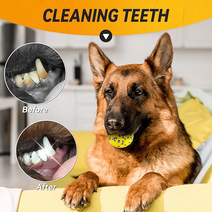 2Pcs Dog Balls, Tennis Balls for Dog Aggressive Chewers, for Large Medium Small Puppy, Training Catch&Fetch, Water Floats Toys, Yellow