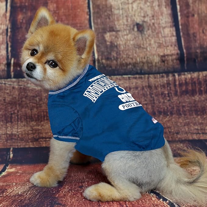NFL Indianapolis Colts Dog T-shirt X-Small. - Licensed Shirt for Pets Team Colored with Team Logos- Premium Stretchable Materials for the comfort of your Dog & Cat