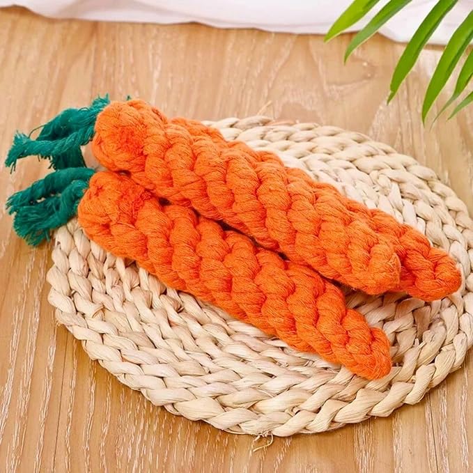 2ME 3 PCS Carrot Dog Rope Toys for Dogs, Durable Chew Toys for Aggressive Chewers, Entertainment and Interaction, Teeth Cleaning and Chewing, All-Cotton